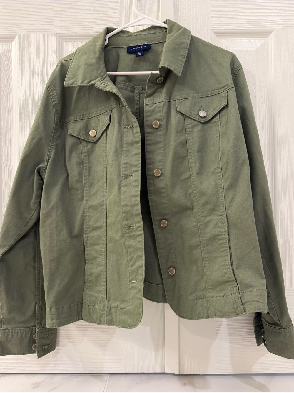 Charter Club Olive Green Cotton Jean Jacket